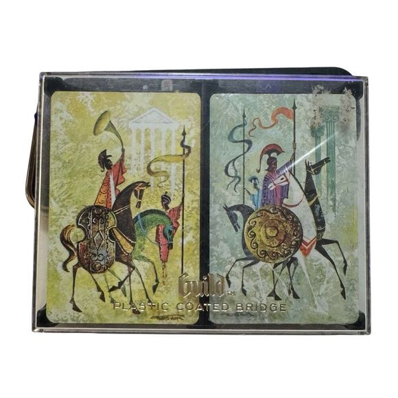 Guild Other - Vintage Guild Plastic Coated Bridge Playing Cards 2 Decks One New One Pre Owned